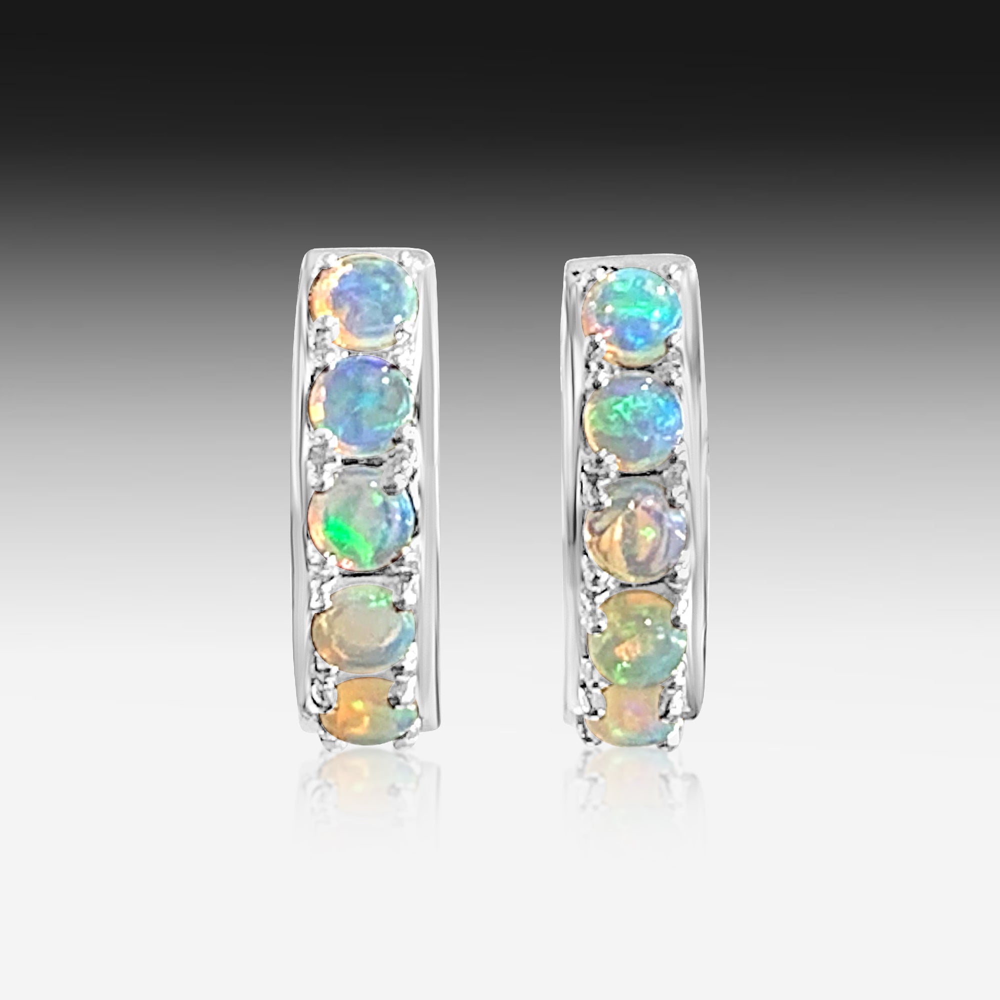 14kt White Gold Crystal Opal huggie earrings