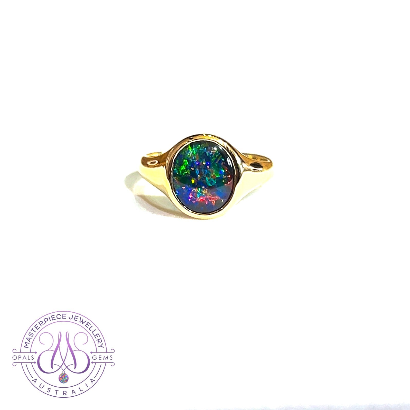 9kt Yellow Gold Opal triplet signet ring