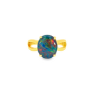 Gold Plated 12x10mm Opal triplet split shank ring - Masterpiece Jewellery Opal & Gems Sydney Australia | Online Shop