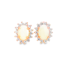 Rose Gold plated silver 7x5mm White Opal cluster earrings - Masterpiece Jewellery Opal & Gems Sydney Australia | Online Shop