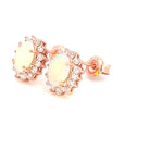 Rose Gold plated silver 7x5mm White Opal cluster earrings - Masterpiece Jewellery Opal & Gems Sydney Australia | Online Shop