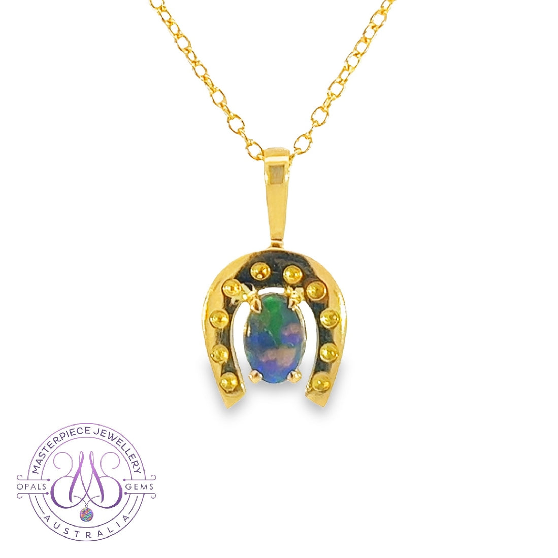 18kt Yellow Gold Black Opal 0.25ct pendant - Masterpiece Jewellery Opal & Gems Sydney Australia | Online Shop