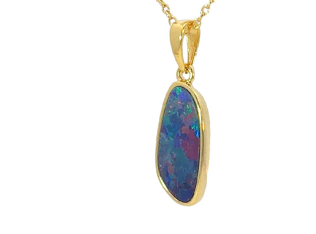 Gold Plated Silver Opal doublet 23.2x8mm pendant - Masterpiece Jewellery Opal & Gems Sydney Australia | Online Shop