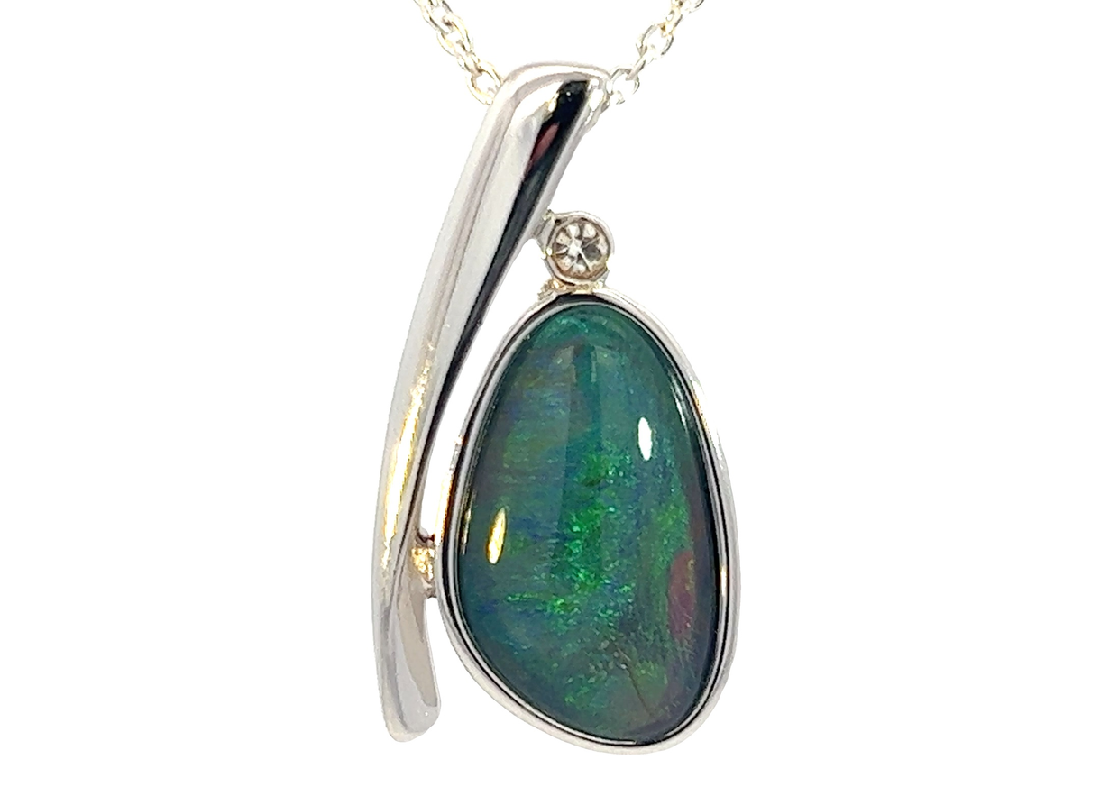 Sterling Silver Opal triplet 24.4x13mm pendant - Masterpiece Jewellery Opal & Gems Sydney Australia | Online Shop