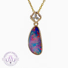 14kt Yellow Gold pendant with one Red Opal doublet and diamonds - Masterpiece Jewellery Opal & Gems Sydney Australia | Online Shop