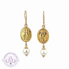 14kt Yellow Gold dangling vintage design Pearl earrings - Masterpiece Jewellery Opal & Gems Sydney Australia | Online Shop