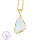 18kt Yellow Gold triangle shape White opal 3.01ct pendant - Masterpiece Jewellery Opal & Gems Sydney Australia | Online Shop