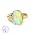 14kt Yellow gold freeform 1.53ct Crystal Opal and diamond ring