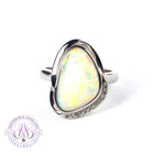 Sterling Silver White Opal 2.45ct and cubic zirconia ring bezel set