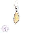 One Sterling Silver White Opal 3.25ct freeform bezel set pendant