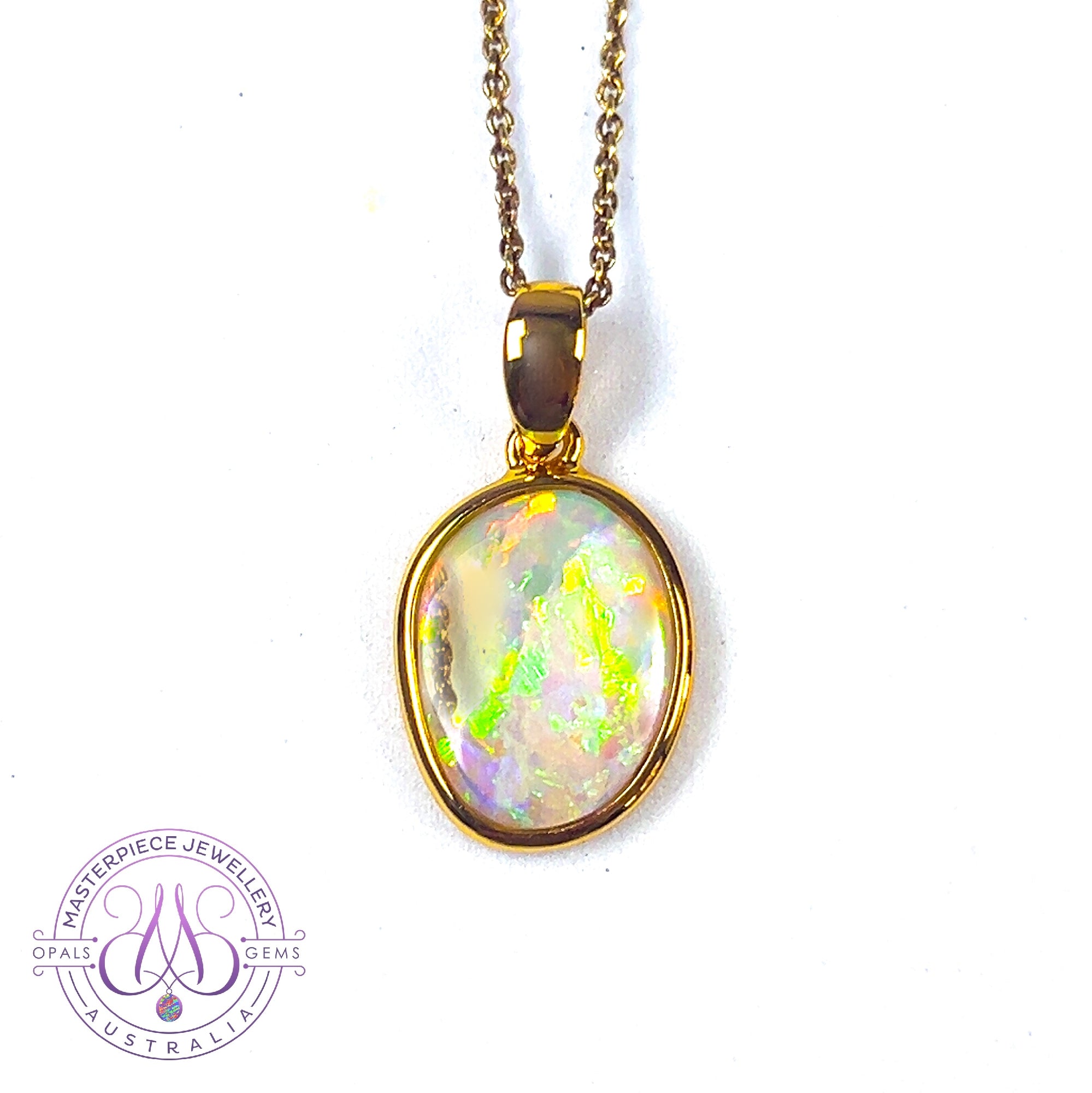 Gold plated sterling silver freeform crystal opal 1.8ct bezel set necklace