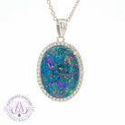 Sterling Silver 18x13mm Opal triplet Halo pendant