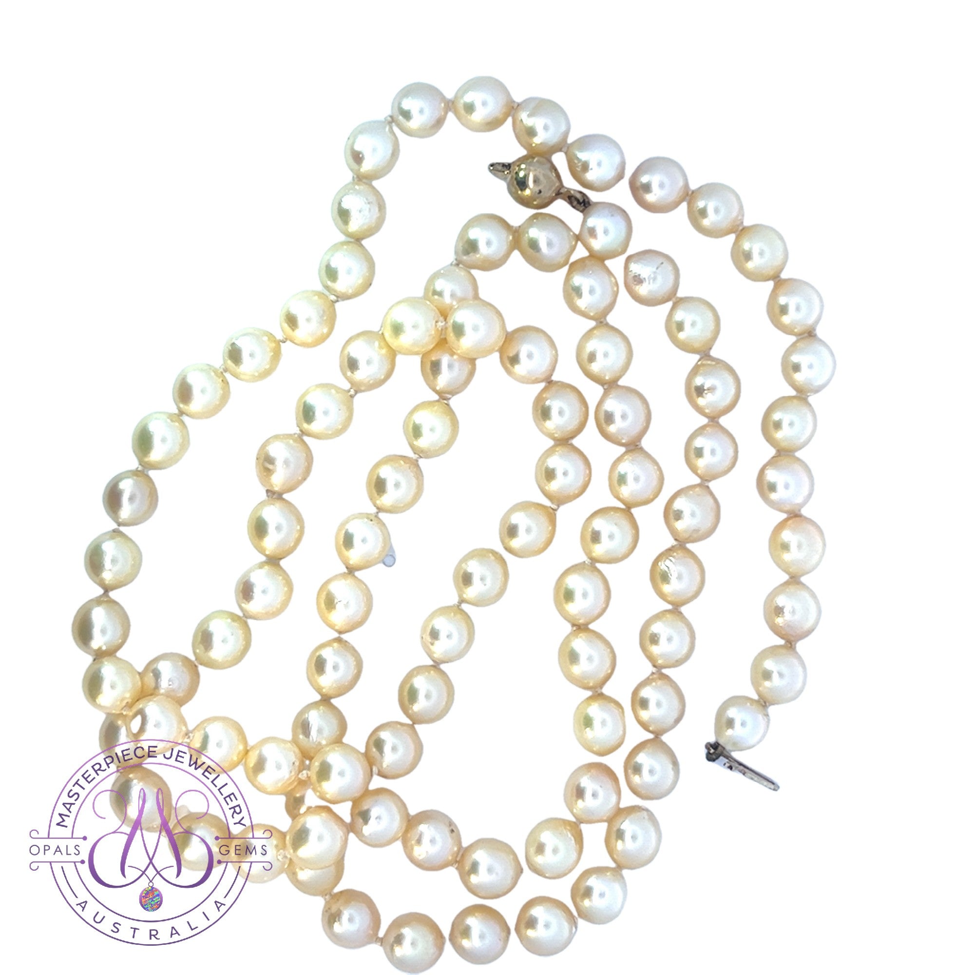 Akoya 6.5-7mm Pearl strand 75cm Princess length Gold clasp