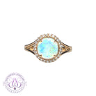 18kt Yellow Gold 1.09ct Opal engagement ring diamond cluster design 