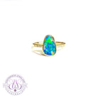 14kt Yellow Gold 1.95ct Opal doublet and diamond ring