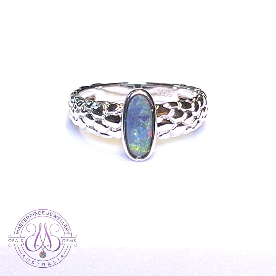 Sterling Silver Black Opal 0.9ct ring