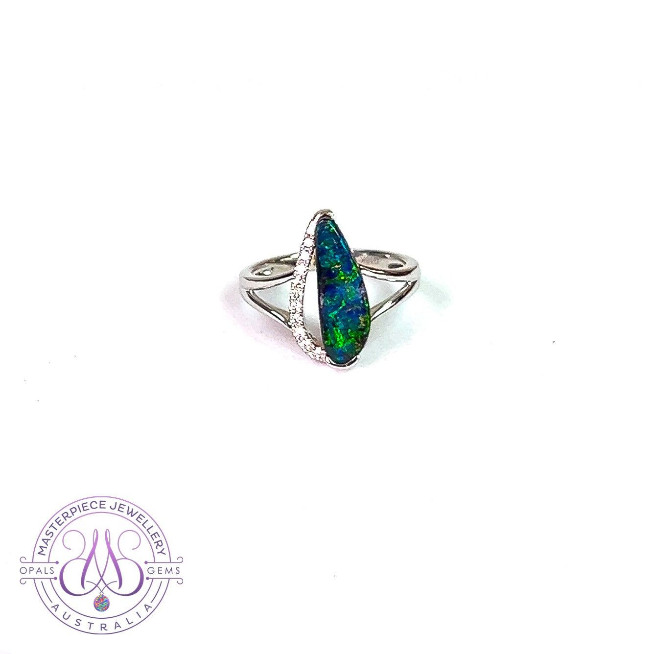 18kt White Gold Boulder Opal 2.34ct and Diamond ring