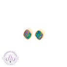 Rose Gold plated silver diamond shape Opal doublet studs