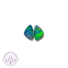 Pair of loose doublet Opals Green Blue