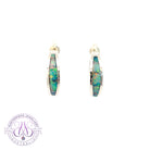 Sterling Silver Hoop style Opal inlay earrings