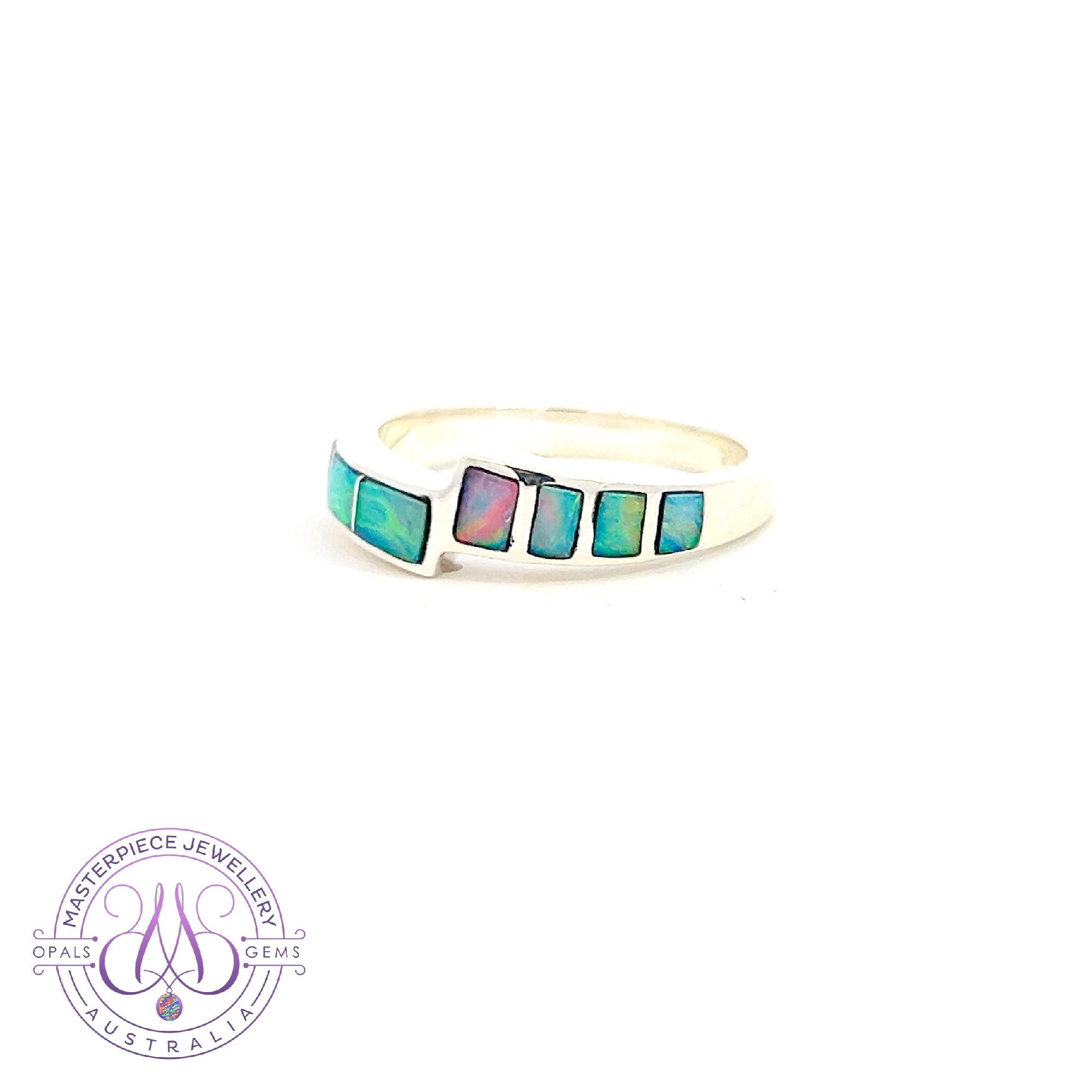 Sterling Silver Opal inlay ring split style 