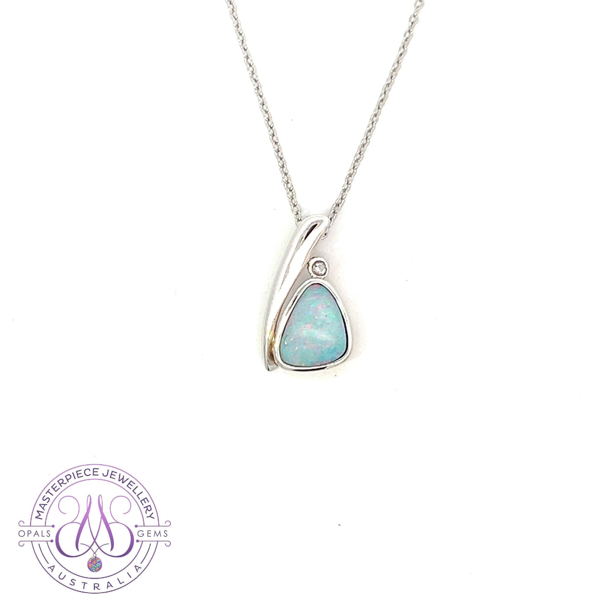 Sterling Silver Light Blue Opal doublet pendant