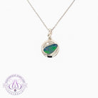 Sterling Silver Opal doublet horizontal set circular pendant