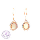 Rose Gold Plated sterling Silver dangling cluster white opal earrings