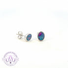 Sterling Silver Opal studs 8x6mm bezel set