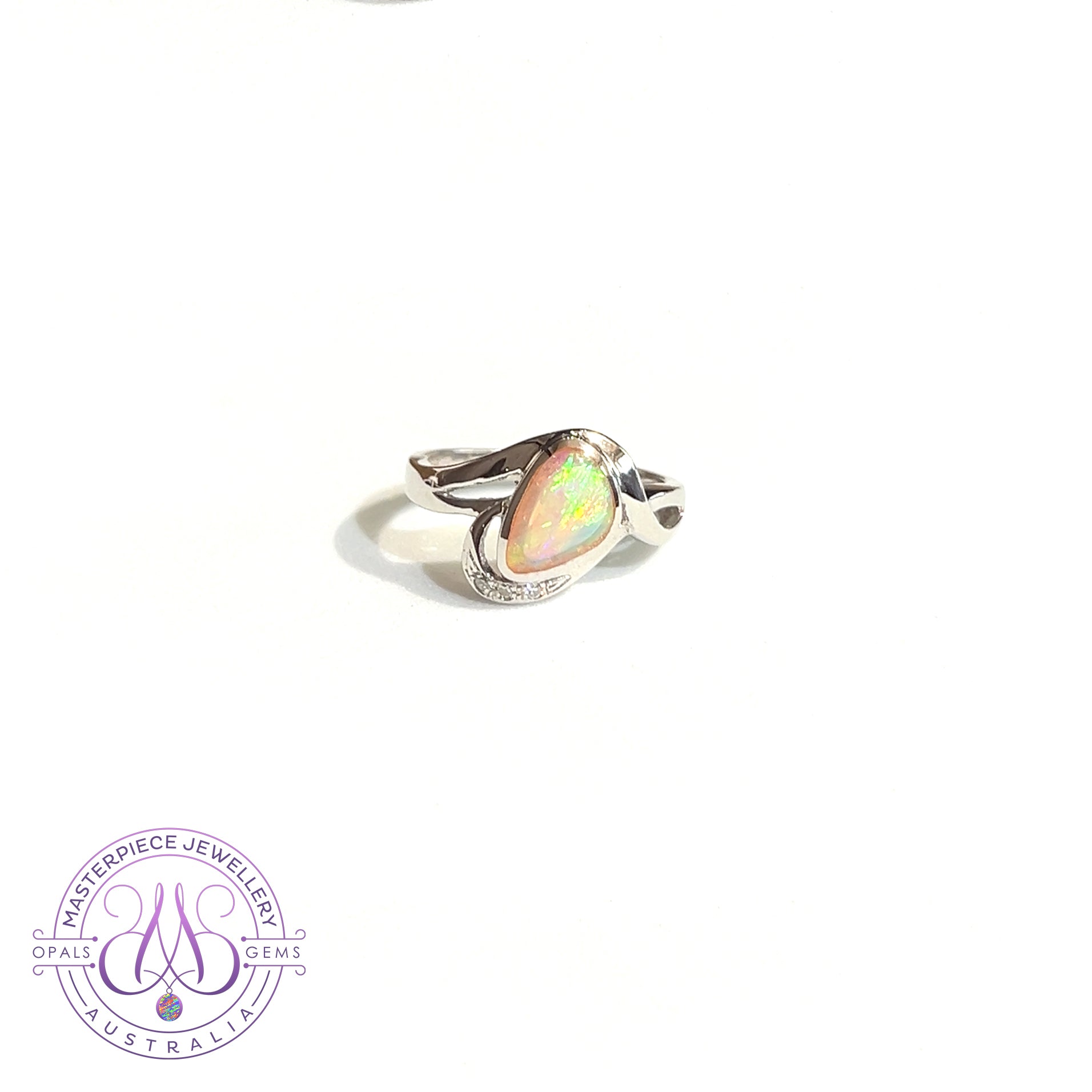 Sterling Silver Crystal Opal freeform ring