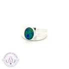 Sterling Silver matte finish 10x8mm Opal triplet ring