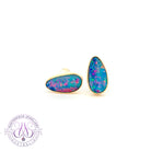 14kt Yellow Gold Opal doublet studs freeform 3.93ct 