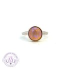 Sterling Silver Black Opal Round Violet bezel set ring