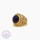 9kt Yellow Gold Solid cut out design signet style ring with 5.12ct Black Opal