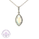 18kt White Gold Halo Crystal Opal 0.55ct Marquise shape pendant