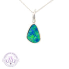 Sterling Silver Triangle shape Opal doublet Blue Green