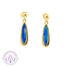 Sterling Silver gold plated dangling Opal doublet earrings Blue Green