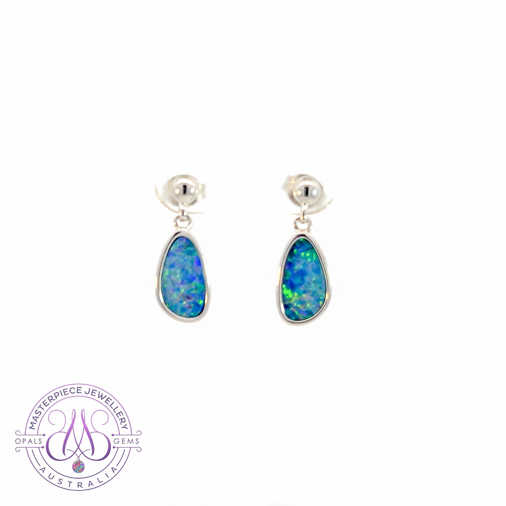 Sterling Silver drop style earrings Opal doublets