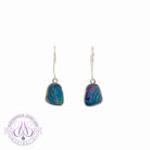 Silver dangling square freeform shape Opal doublet earrings