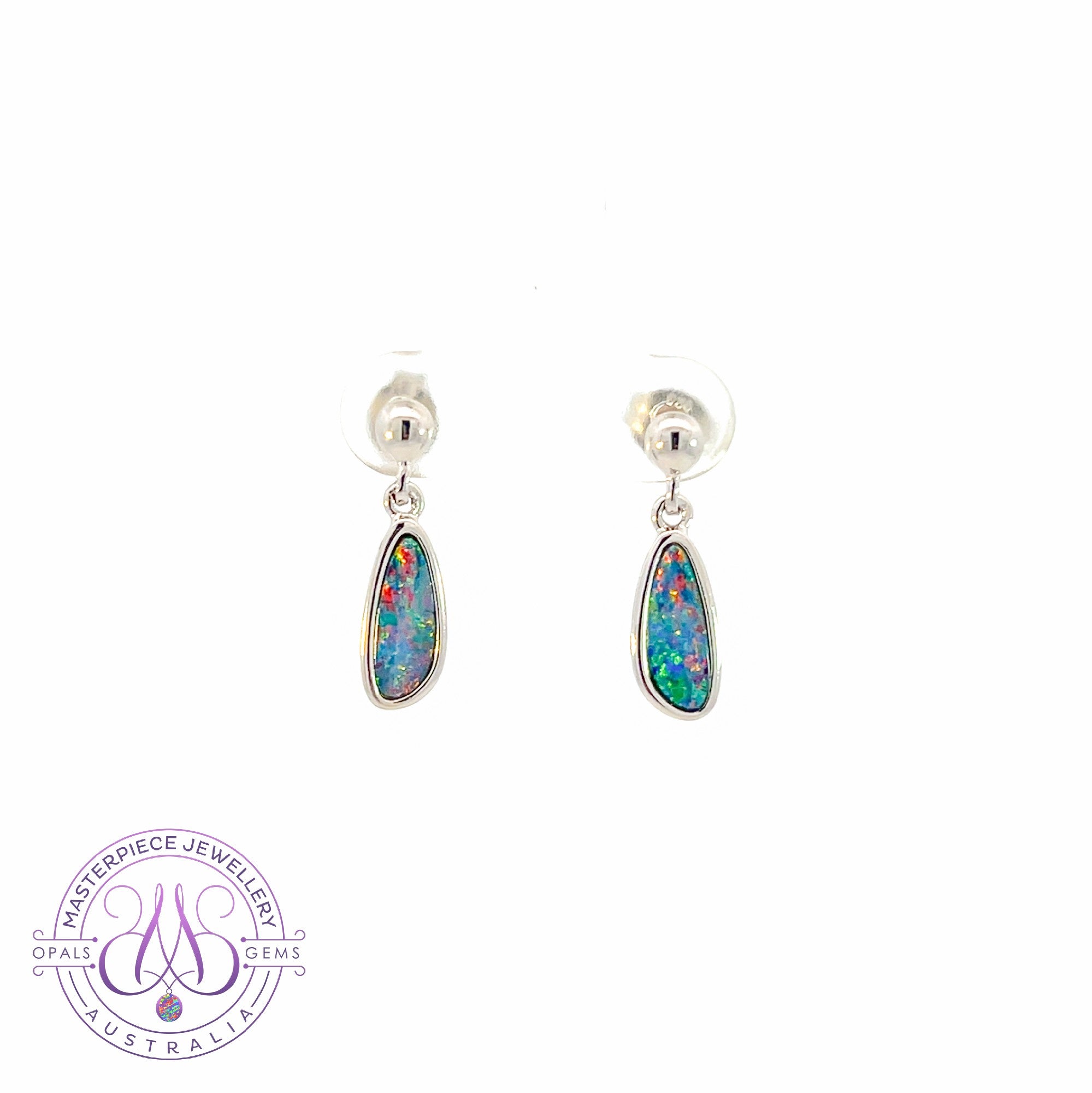 Sterling Silver dangling opal doublet earrings