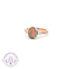 18kt Rose Gold Black Opal 1.7ct and Light Pink Diamond ring