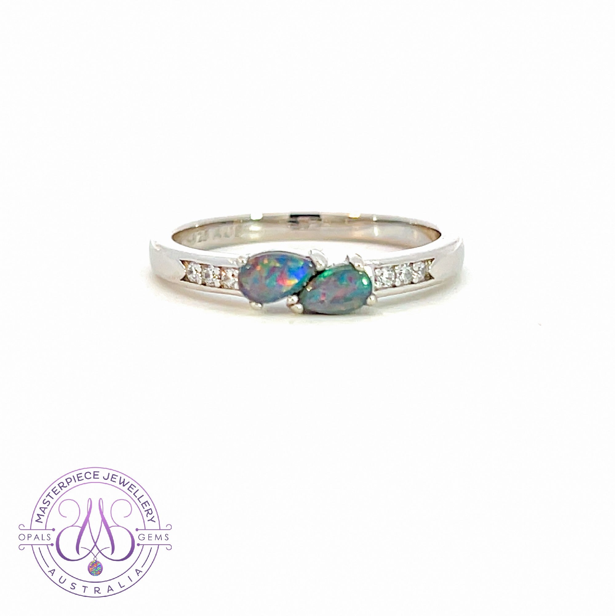 Sterling Silver double pearshape Opal triplet ring