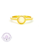 Gold Plated Silver white opal 6mm round solitaire ring