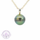 18kt White Gold 13mm Tahitian Black Pearl pendant