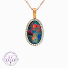 14kt Rose Gold Opal doublet 5.25ct and DIamond pendant