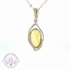 14kt White Gold Crystal Shell Opal with diamonds pendant