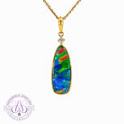 14kt Yellow Gold drop style Opal doublet pendant and diamond 