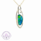 14kt White Gold freeform Opal doublet with diamond modern design