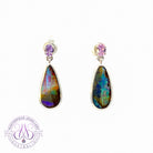 Sterling Silver dangling Boulder Opal drop earrings with Amethyst