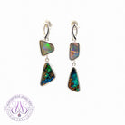 Sterling Silver Black Opal and Boulder Opal dangling earrings